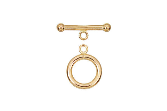Gold Filled Toggle Clasp W/round Beads, 2.00x12.0mm