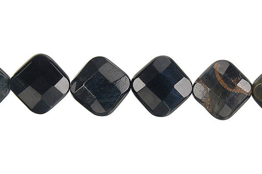 Blue Tiger Eye Diamond Square Faceted Beads, 16-Inch Strand, Beads for Jewelry Making