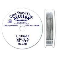 Acculon 7 Strand 23 Gauge, .022" Clear Tiger Tail Beading Wire Wire, Jewelry Making Supplies