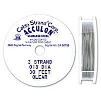 Acculon 3 Strand 25 Gauge, .018" Clear Tiger Tail Beading Wire Wire, Jewelry Making Supplies