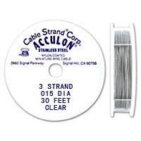 Acculon 3 Strand 26 Gauge, .015" Clear Tiger Tail Beading Wire Wire, Jewelry Making Supplies