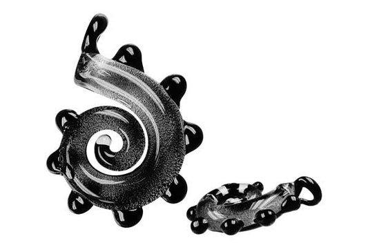 Pendant Murano Foil Glass Dinosaur Tail (Black)