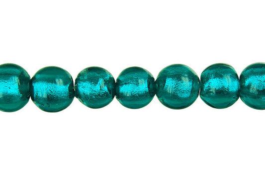 Murano Foil Glass Round Beads, 15-Inch Strand, Beads for Jewelry Making