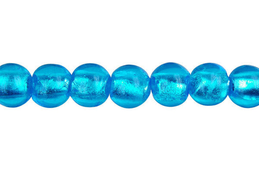 Murano Foil Glass Round (Sky Blue)