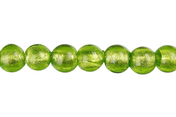 Murano Foil Glass Round (Peridot)