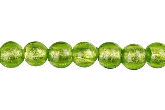 Murano Foil Glass Round (Peridot)