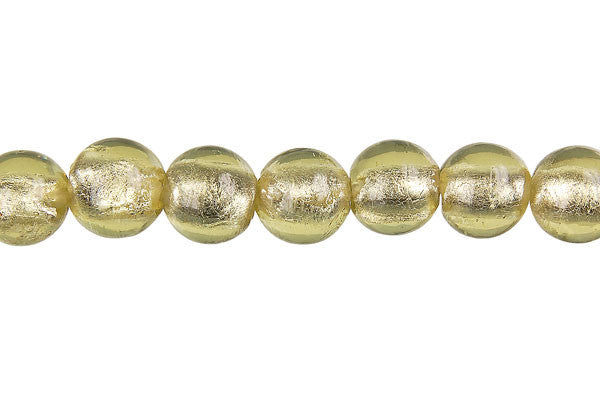 Murano Foil Glass Round Beads, 15-Inch Strand, Beads for Jewelry Making