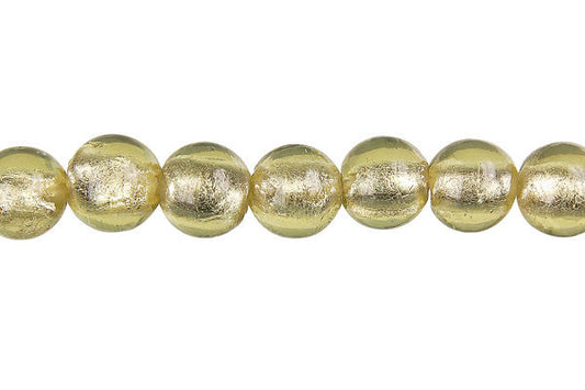 Murano Foil Glass Round Beads, 15-Inch Strand, Beads for Jewelry Making
