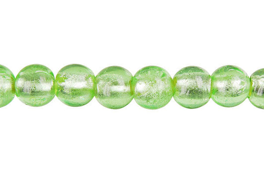 Murano Foil Glass Round Beads, 15-Inch Strand, Beads for Jewelry Making
