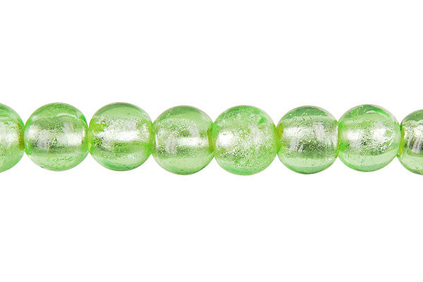 Lampwork Foil Glass Round & Coin Beads - Round - Light Mint - 10mm 15-inch - unbranded beads for jewelry making