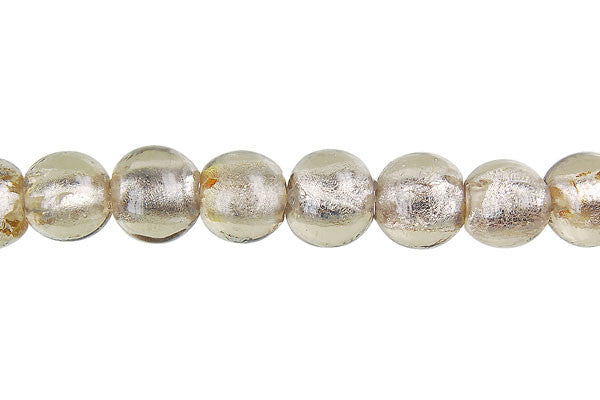 Lampwork Foil Glass Round & Coin Beads - Round - Grey - 10mm 15-inch - unbranded beads for jewelry making