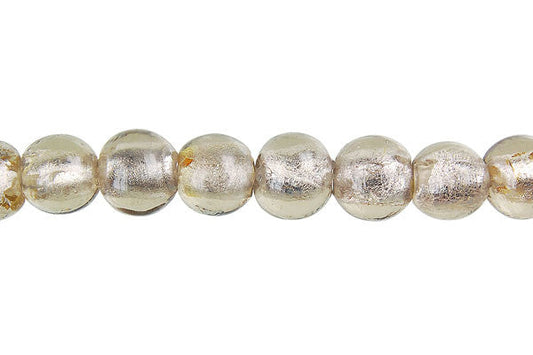 Murano Foil Glass Round Beads, 15-Inch Strand, Beads for Jewelry Making