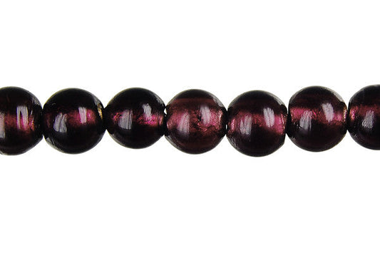 Murano Foil Glass Round (Dark Purple)
