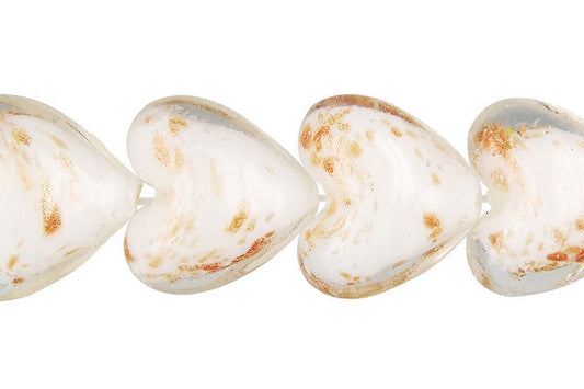 Murano Foil Glass Heart Beads, 14-Inch Strand, Beads for Jewelry Making