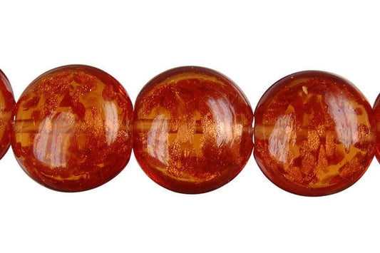 Murano Foil Glass Button Beads, 16-Inch Strand, Beads for Jewelry Making