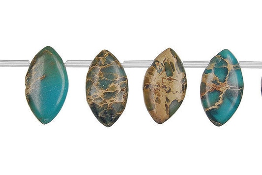 Aqua Terra Jasper Marquise Beads, 16-Inch Strand, Beads for Jewelry Making