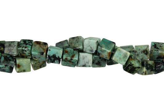 African Turquoise Cube Beads, 16-Inch Strand, Jewelry Making Supplies