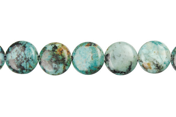 African Turquoise Coin Beads, 16-Inch Strand, Jewelry Making Supplies