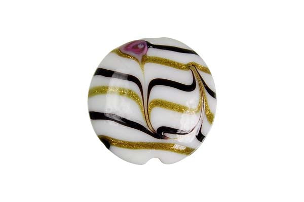 Murano Foil Glass Button Pendant, 33x33mm, 1 Piece, Pendant for Jewelry Making