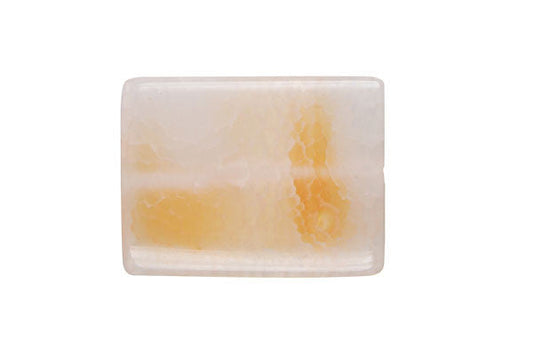 Pendant Fire Agate (Pink) Flat Rectangle (White)