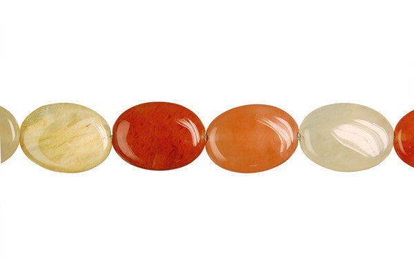India Red Aventurine Beads - Flat Oval - 12x16mm - 16-inch - unbranded beads for jewelry making