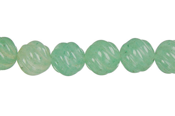 Green Aventurine Carved Wave Beads, 16-Inch Strand, Beads for Jewelry Making