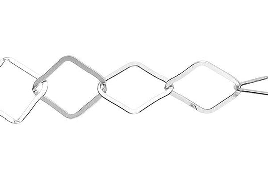 Sterling Silver Diamond Cable Chain, 9.2x11.0mm