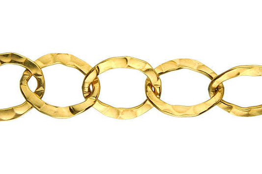 Gold-Filled Flat Textured Cable Chain, 10.0x12.0mm