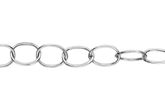 Sterling Silver Large Cable Chain, 6.0x8.0mm