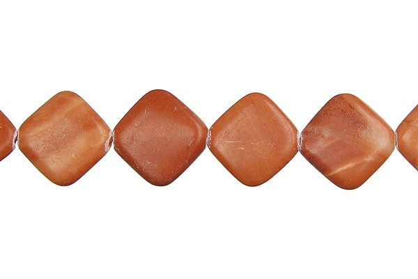 Red Zebra Jasper Diamond Square Beads, 16-Inch Strand, Jewelry Making Supplies