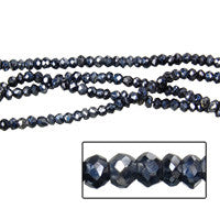Black Spainal Rondelle Faceted Beads, 14-Inch Strand, Beads for Jewelry Making