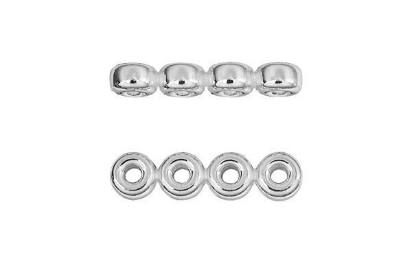 Sterling Silver Quad Rondelle Spacer, 4.0mm