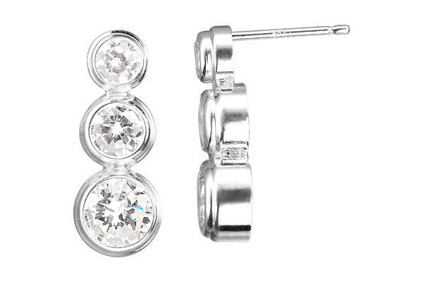 Sterling Silver Post Earring, 4.0-6.0mm CZ Bezel