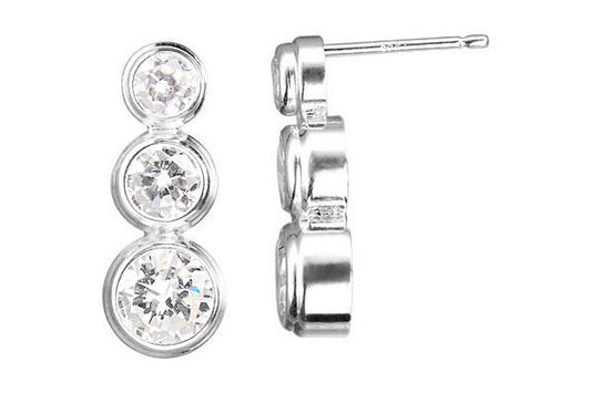 Sterling Silver Post Earring, 4.0-6.0mm CZ Bezel