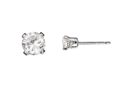 Sterling Silver Post Earring, 4.0mm Snap-in Setting w/CZ