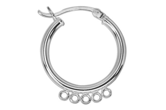 Sterling Silver 20.0mm Hoop w/5 Rings, 2.0x20.0mm