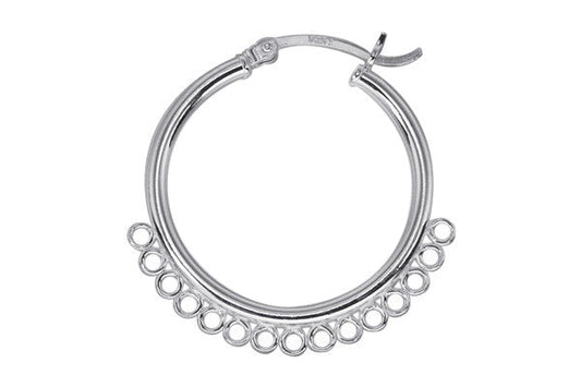 Sterling Silver 25.0mm Hoop w/15 Rings, 2.0x25.0mm