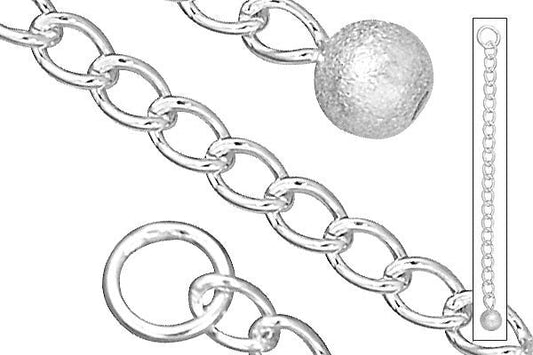 Sterling Silver 2.25" Extender w/4.0mm Satin Bead