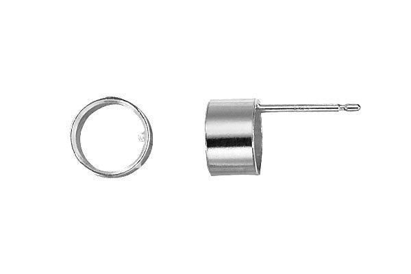 Sterling Silver Post w/6.0mm Open Bezel Setting, 20 Gauge