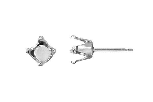 Sterling Silver Post w/6.0mm Snap-in Setting, 21 Gauge