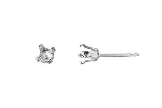Sterling Silver Post w/4.0mm Snap-in Setting, 21 Gauge