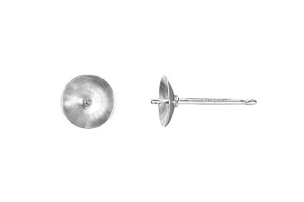 Sterling Silver Post w/6.0mm Pearl Cup, 21 Gauge