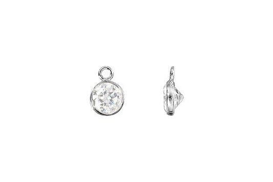 Sterling Silver Flat CZ Drop, 4.0mm