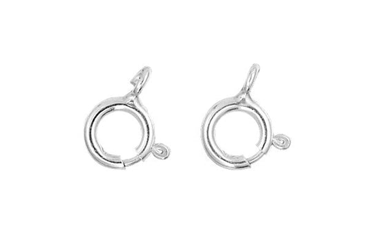 Sterling Silver Spring Ring Clasp w/Open Loop, 7.0mm