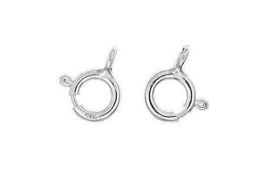 Sterling Silver Spring Ring Clasp w/Closed Loop, 7.0mm