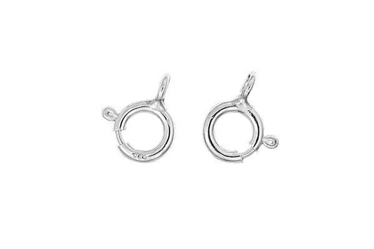 Sterling Silver Spring Ring Clasp w/Closed Loop, 6.0mm