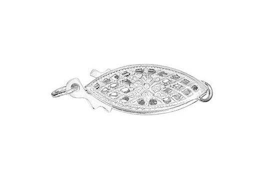 Sterling Silver Oval Filigree Pearl Clasp, 6.0x12.3mm