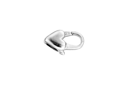 Sterling Silver Heart Clasp, 7.0x13.0mm