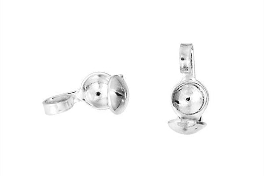 Sterling Silver Clamshell Bead Tip, 3.8x8.0mm