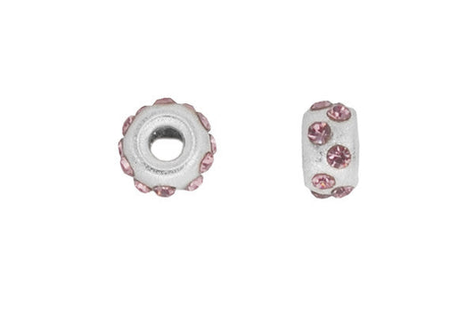 Sterling Silver Satin Rondelle Bead w/Crystals, June, 5.0mm